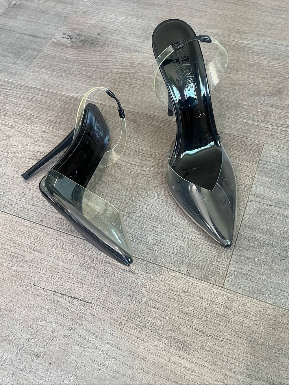 Femme Los Angeles Clear PVC Pointed-Toe Stiletto Heels - Black